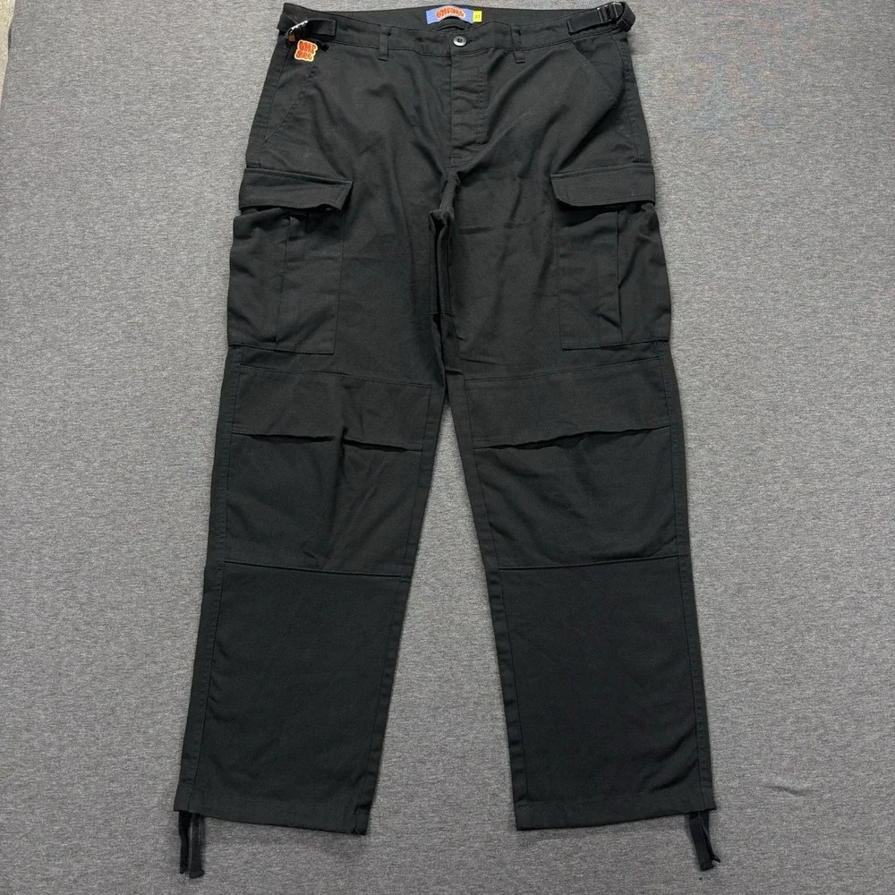 EMPYRE Cargo Pants Mens 33/36 x30 Black Relax Canvas Adjustable Utility Military